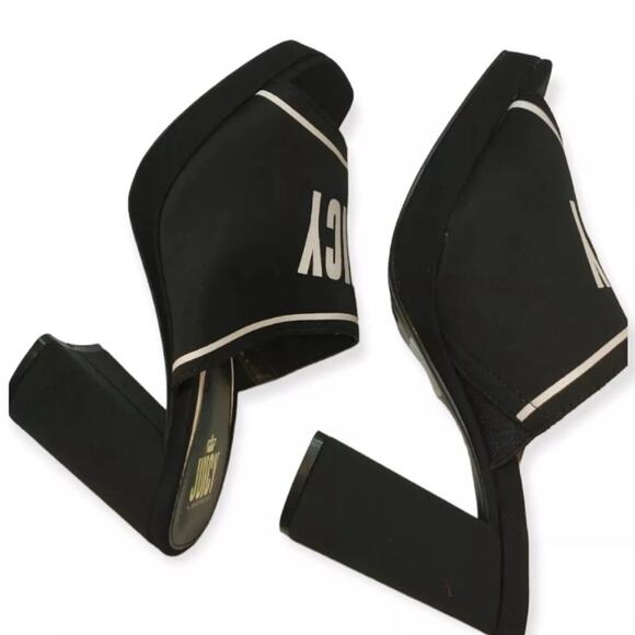 Juicy Couture Y2K Block Heel Logo Sandals J-Girly Black White – Size 9.5 - Picture 7 of 11